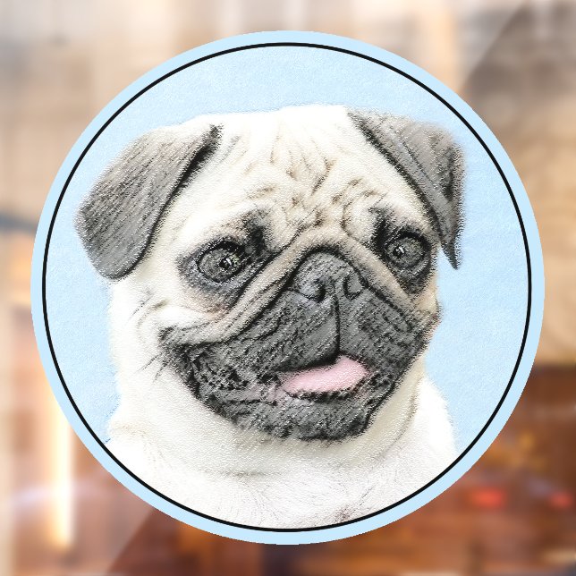 Pug Painting - Cute Original Dog Art Window Cling (Sheet 2)