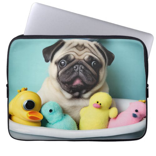 Pug Paradise A Bathing Beauty in the Tub Laptop Sleeve