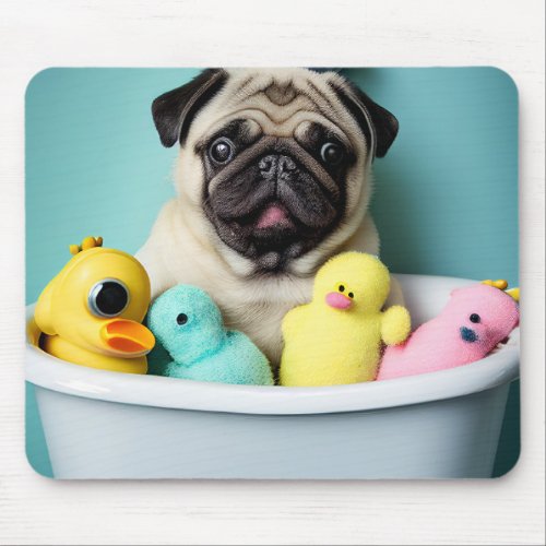 Pug Paradise A Bathing Beauty in the Tub Mouse Pad