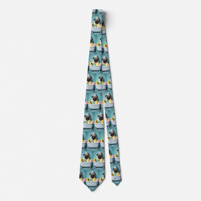 Pug Paradise: A Bathing Beauty in the Tub Neck Tie (Front)