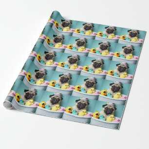 Pug Paradise: A Bathing Beauty in the Tub Wrapping Paper