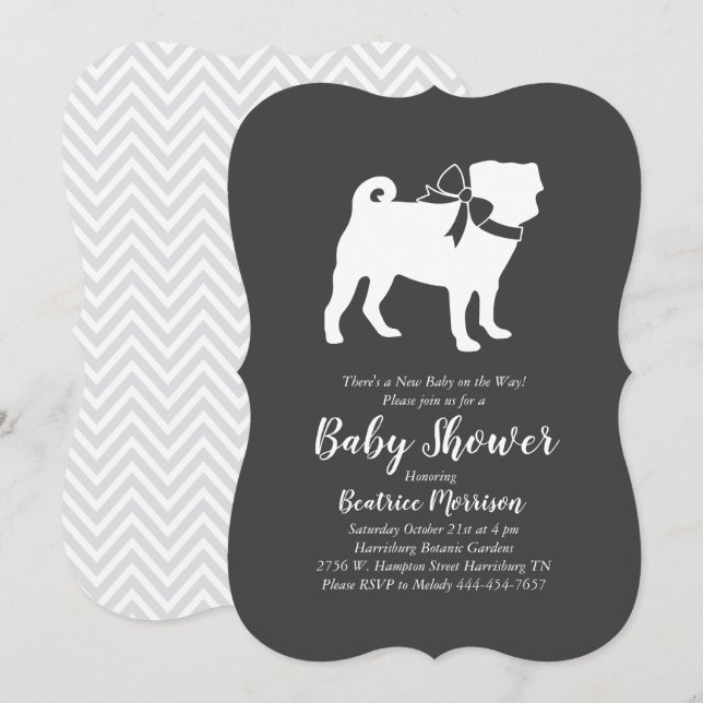Pug Party Baby Shower Dog Invitation (Front/Back)