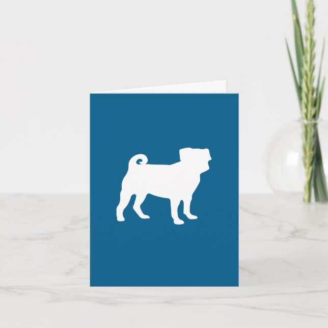 Pug Party Blue Theme Celebration Letterpress Thank You Card (Front)