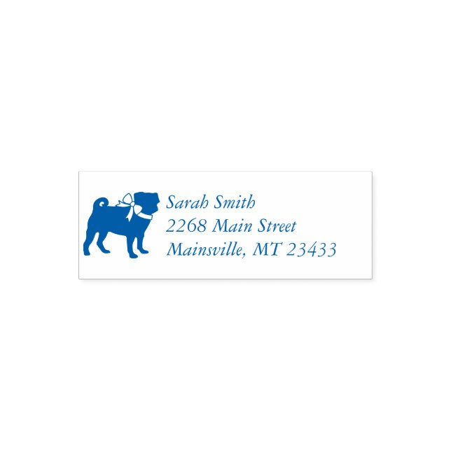 Pug Party Blue Theme Celebration Self-inking Stamp (Design)
