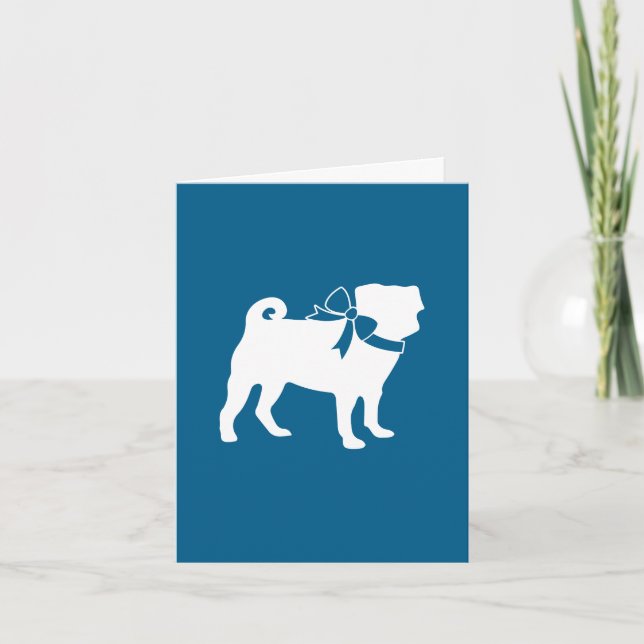 Pug Party Blue Theme Celebration Thank You Card (Front)