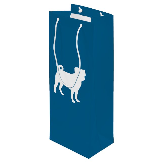 Pug Party Blue Theme Celebration Wine Gift Bag (Back Angled)