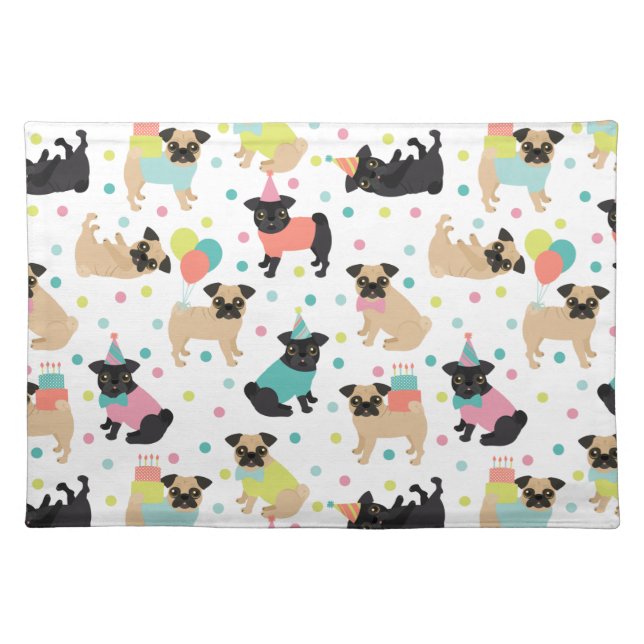 Pug Party Cloth Placemat (Front)