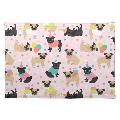 Pug Party Cloth Placemat