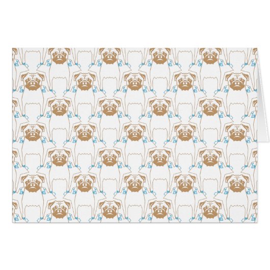 Pug Pattern brown blue (Front Horizontal)