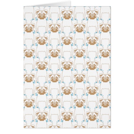 Pug Pattern brown blue Cards (Front)