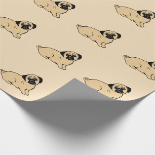 Pug Pattern Creme Wrapping Paper