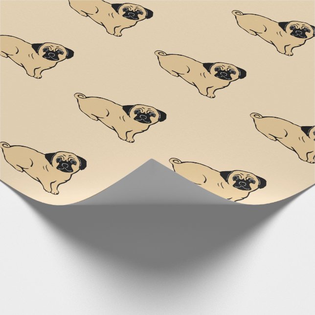Pug Pattern Creme Wrapping Paper (Corner)