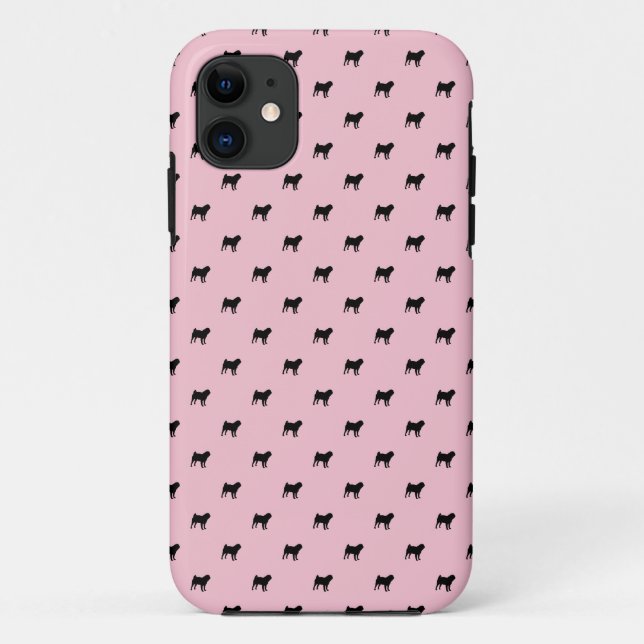 Pug Pattern iPhone 5 Case (black on pink) (Back)