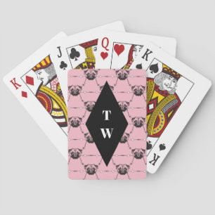 Pug Pattern monogrammed Poker Cards