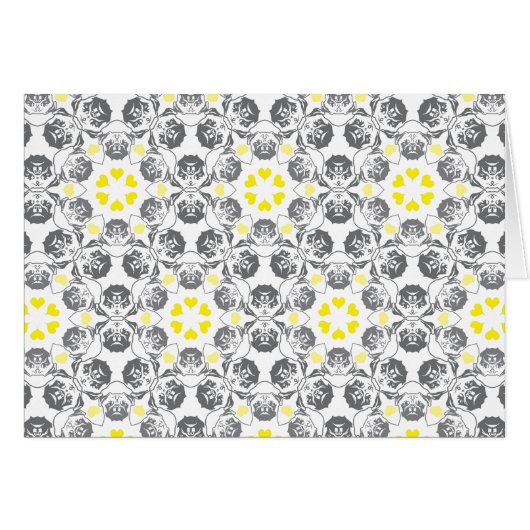 Pug Pattern red blu Cards (Front Horizontal)