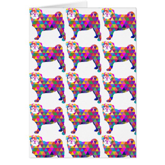 Pug Pattern red blu Cards (Front)