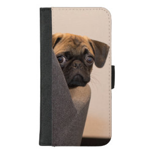 Pug peering around chair iPhone 8/7 plus wallet case