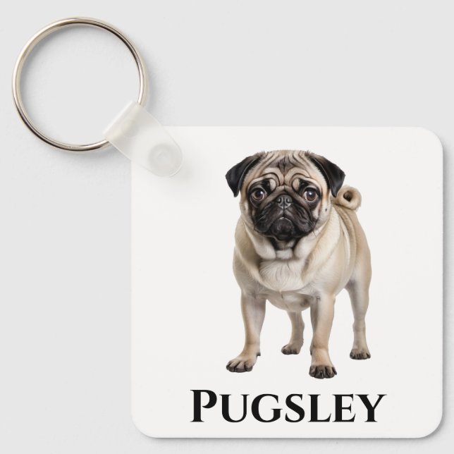 Pug Personalize Keychain (Front)
