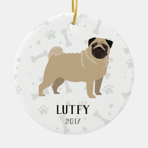 Pug Personalized Dog Christmas Ornament