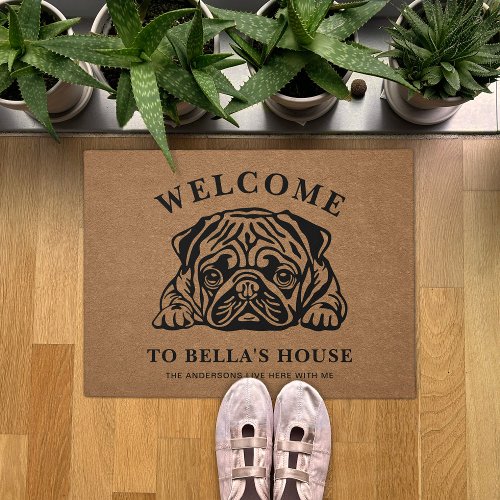 Pug Personalized Dog Lover Family  Doormat