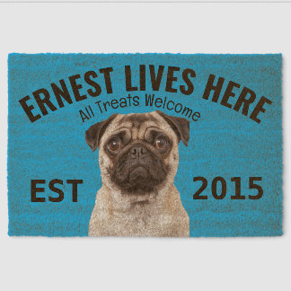 Pug Personalized Fiber Doormat