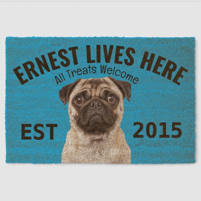 Pug Personalized Fiber Doormat (Front)