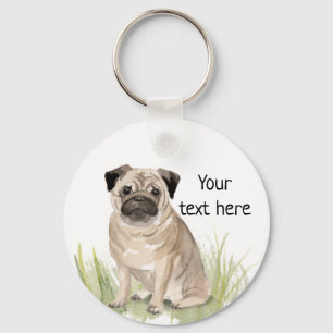 Pug Personalized Keyring
