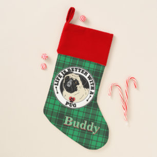 Pug Personalized Life Is Better With A Pug Christmas Stocking