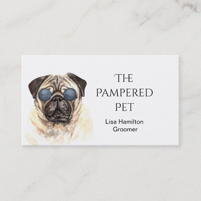 Pug Pet Groomer/Vet/Sitters Business Card (Front)