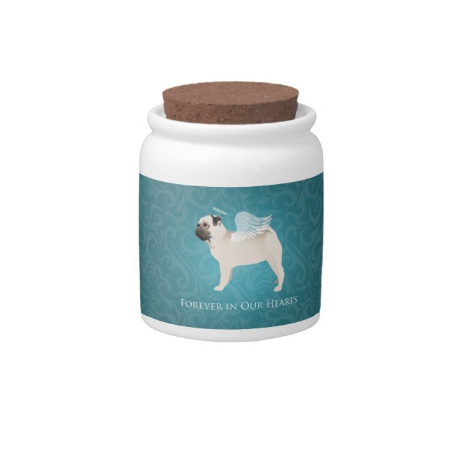 Pug Pet Memorial - Pug Angel Candy Jar (Front)