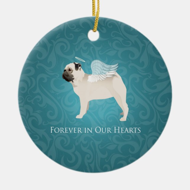 Pug Pet Memorial - Pug Angel Ceramic Ornament (Front)