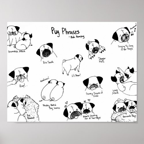 Pug Phrases Poster