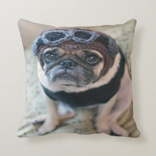 Pug Pilot Throw Pillow | Zazzle.com