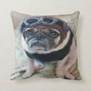 Pug Pilot Throw Pillow