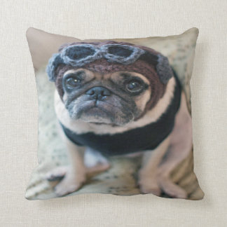 Pug Pilot Throw Pillow