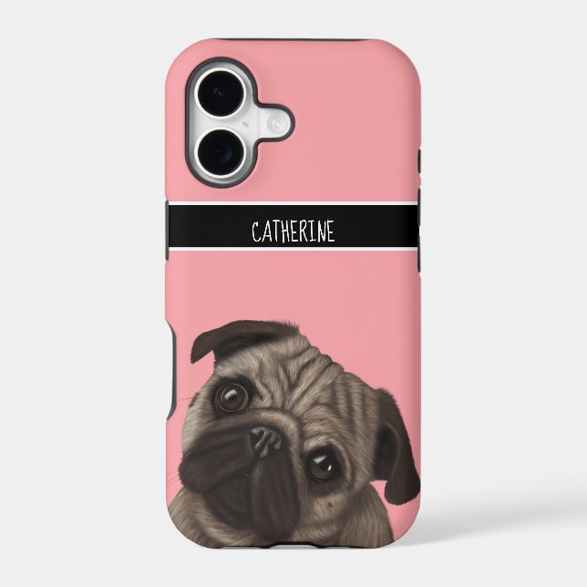 Pug Pink Iphone Case (Back)