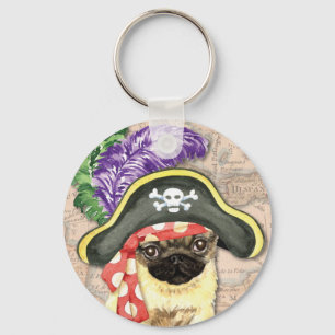 Pug Pirate Keychain