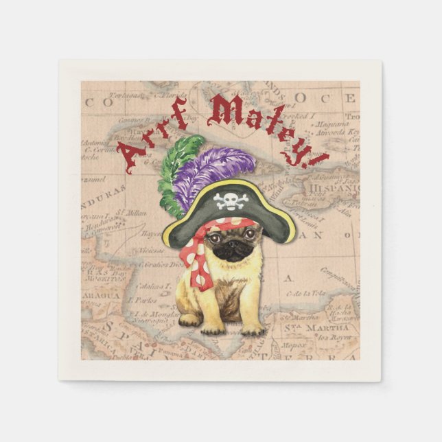 Pug Pirate Napkins (Front)