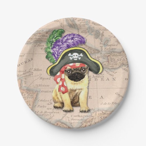 Pug Pirate Paper Plates