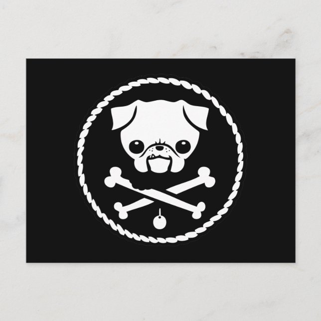 Pug Pirate Postcard (Front)