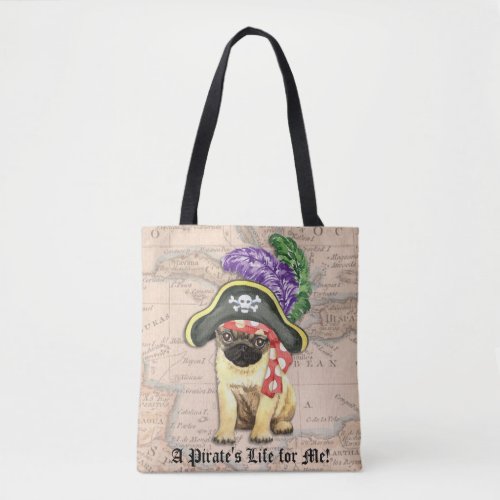 Pug Pirate Tote Bag
