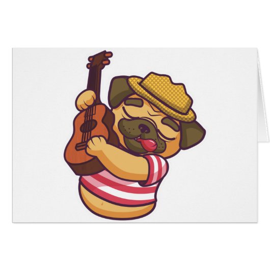 pug playing guitar cards (Front Horizontal)