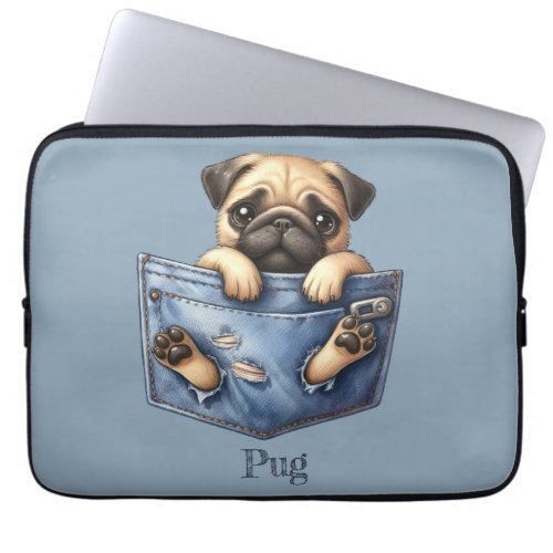 Pug Pocket Dog Laptop Sleeve