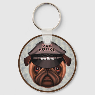Pug Police Keychain