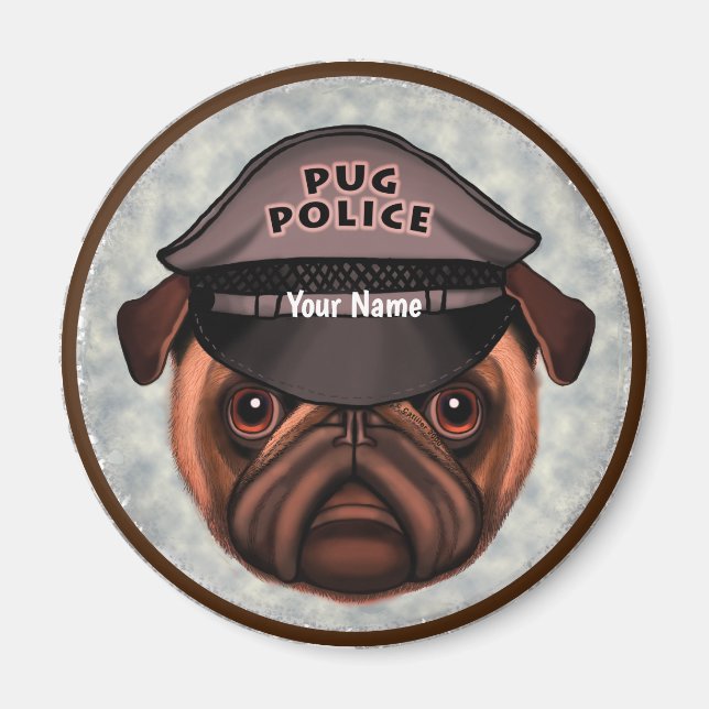 Pug Police Magnet (Front)