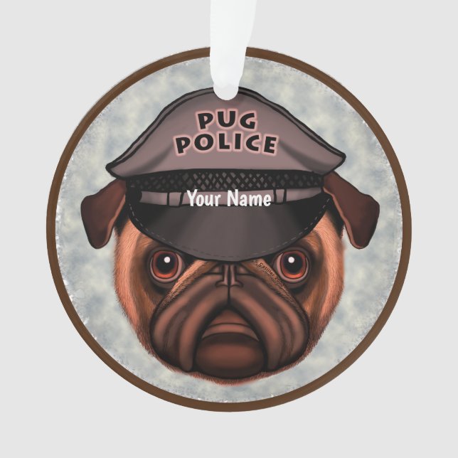 Pug Police Ornament (Front)