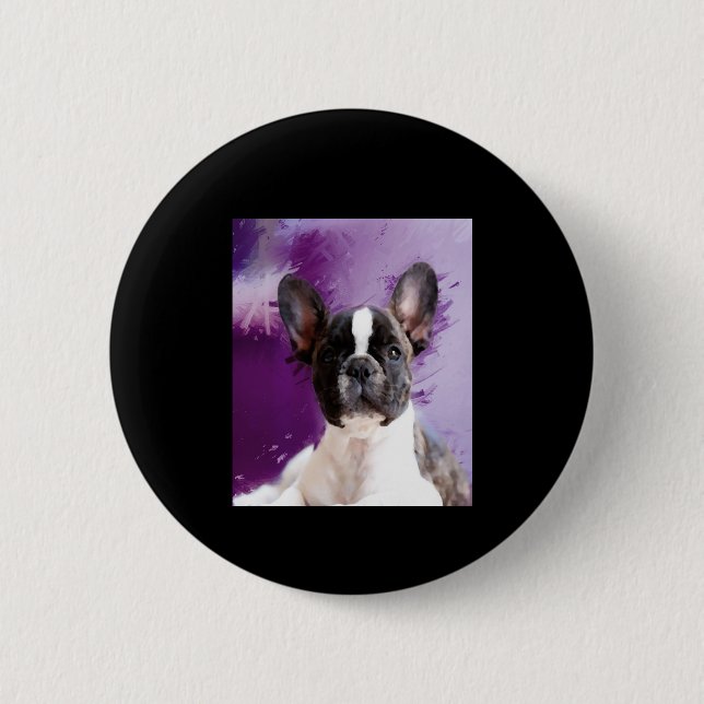 Pug Portrait Art Cute Pug Button (Front)
