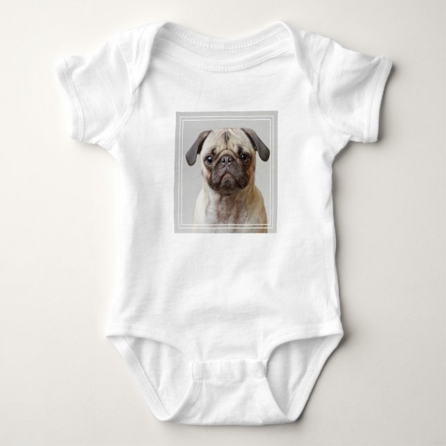 Pug Portrait Baby Bodysuit (Front)