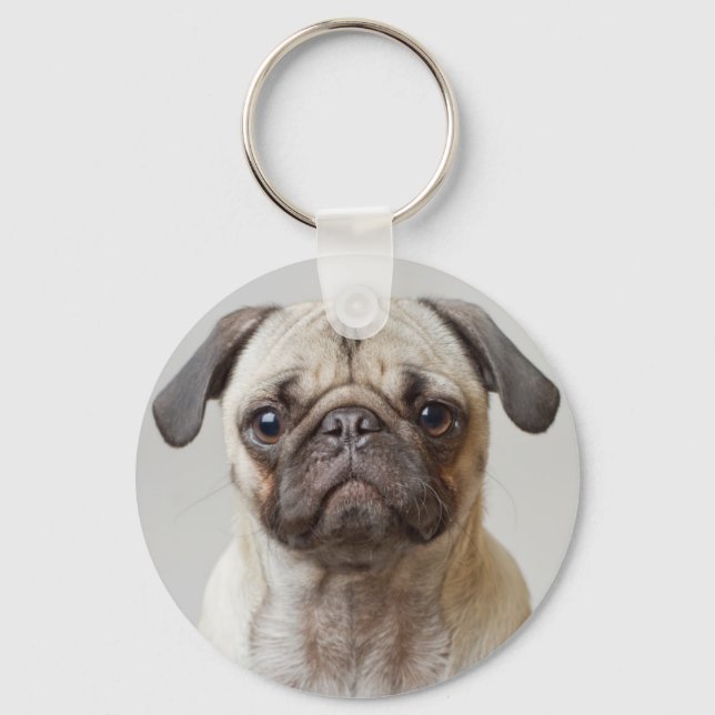 Pug Portrait Keychain (Front)