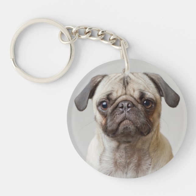 Pug Portrait Keychain (Front)